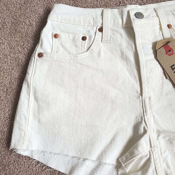 Levi’s 501 High Rise White Denim Shorts size 25 - Picture 3 of 6